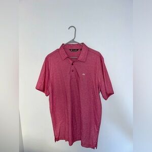 Travis Mathew Polo Shirt Size L Men's Golfing Casual Short Sleeve Pink Stripe